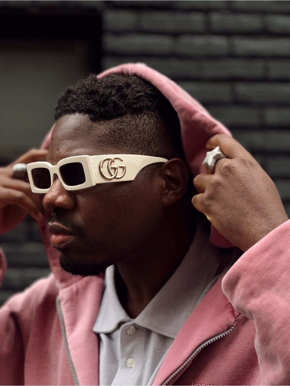 Gucci White Logo Rectangle Sunglasses